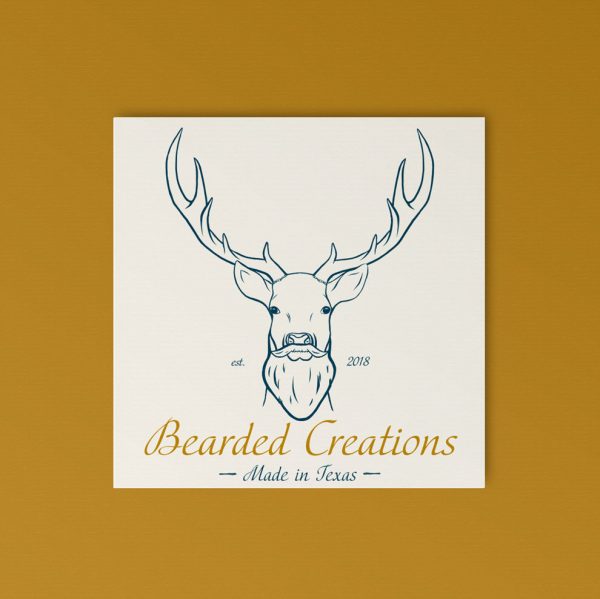 Deer logo with beard on card