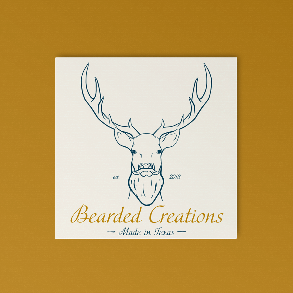 bearded deer logo design card