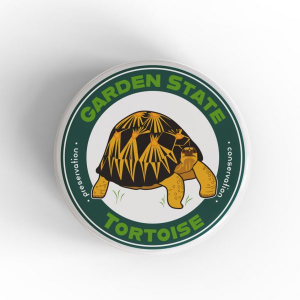 Button with turtle logo design
