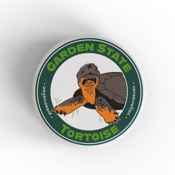 Button with turtle logo design
